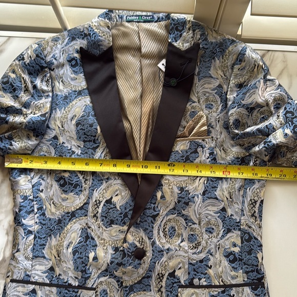Men’s  Sports Coat, Paisley and Gray.  Size 38 Reg - slim fit NWT - Picture 10 of 13